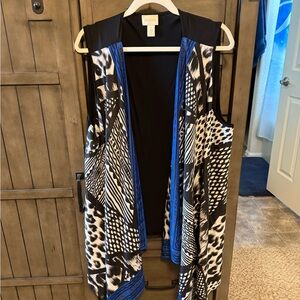 Chico's Black and Blue Patterned Vest